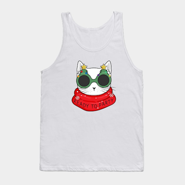 Winter holidays Profound Partygoer white cat Tank Top by runcatrun